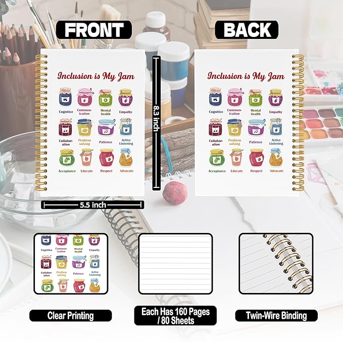 Mental Health Spiral Notebook, Neurodiversity Autism Awareness Journaling Notebooks for Teacher, Autism Accept Hardcover Journals for Office 160 Pages 5.5 x 8.3 Inch, Gifts for Autistic Adults