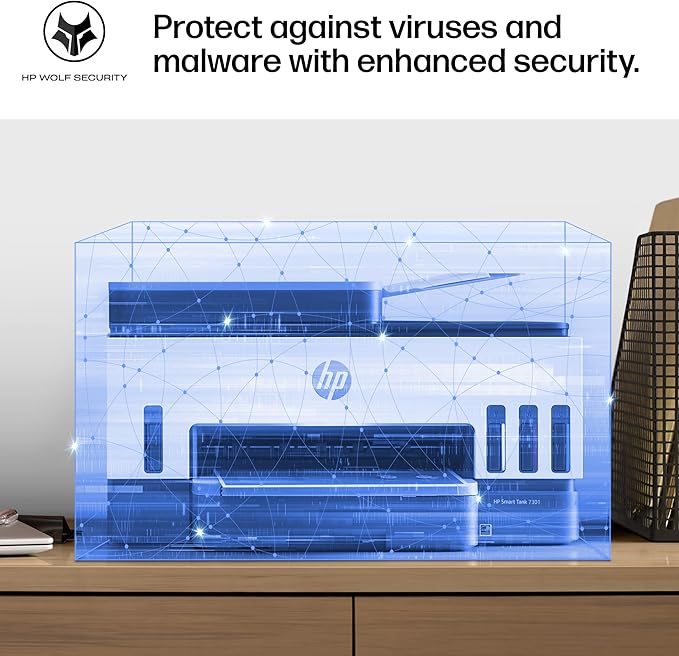 HP Smart Tank 7301 Wireless All-in-One Ink Tank Printer, Scanner, Copier with 2 years of ink included, Best-for-home office, Refillable, AI-enabled (28B70A)