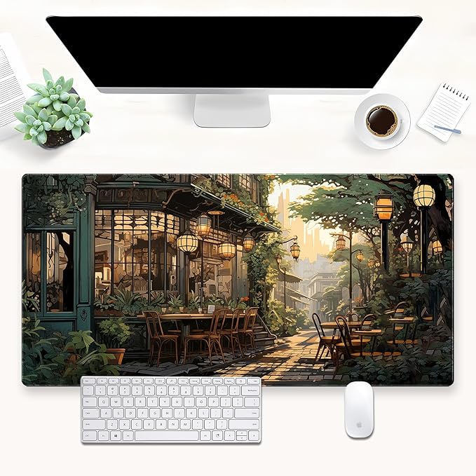 Green Desk Mat Large Mouse Pad Gaming Mousepad XL 31.5 x15.7 in Full Desk Keyboard Mouse Mat for Desk Extra Computer Pad with Stitched Edges 3mm Rubber Non-Slip Base Desktop Mat for Work and Play