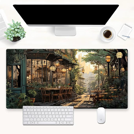 Green Desk Mat Large Mouse Pad Gaming Mousepad XL 31.5 x15.7 in Full Desk Keyboard Mouse Mat for Desk Extra Computer Pad with Stitched Edges 3mm Rubber Non-Slip Base Desktop Mat for Work and Play