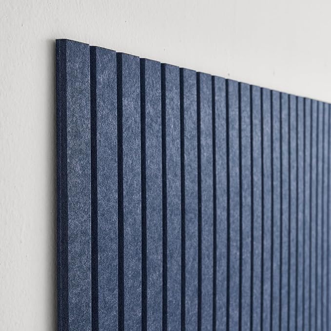Large Cork Boards for Walls Black Felt Alternative - Slat Wall Paneling, Bulletin Board Tiles for Home Decor, Push Pin Corkboard Organizer for Office or Classroom-12-Pack Panel Kit (Indigo)
