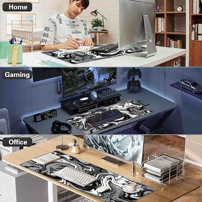 Gaming Mouse Pad, Large Mouse Pad XXL 35.4×15.7in, Extended Computer Keyboard Mouse Mat Desk Pad for Laptop with Stitched Edges, Waterproof Mousepad for Gamer Home&Office Women