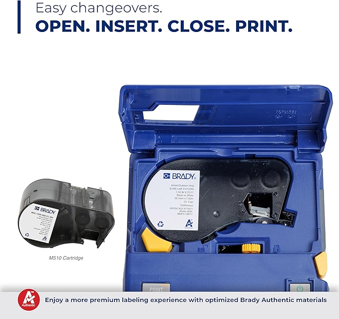 Brady M510 Portable Industrial Label Printer Kit with Product and Wire ID Software, Carrying Case, Label Cartridge, Rechargeable Battery and Charger, 3.75" H x 5.75" W x 10" D