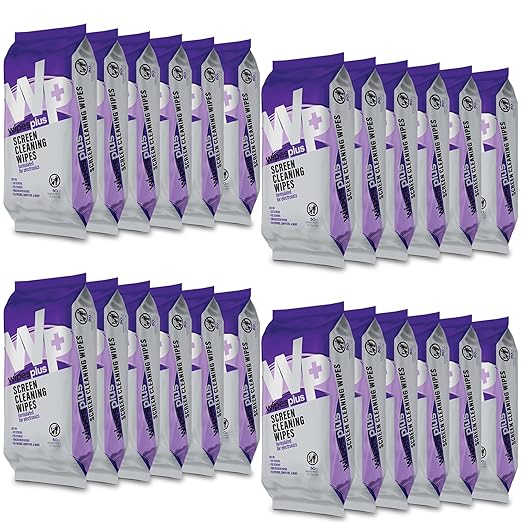 WIPESPLUS Screen Cleaning Wipes Electronic Cleaning Wipes with Alcohol for Home and Business, 1200 Count, (24 Packs of 50)