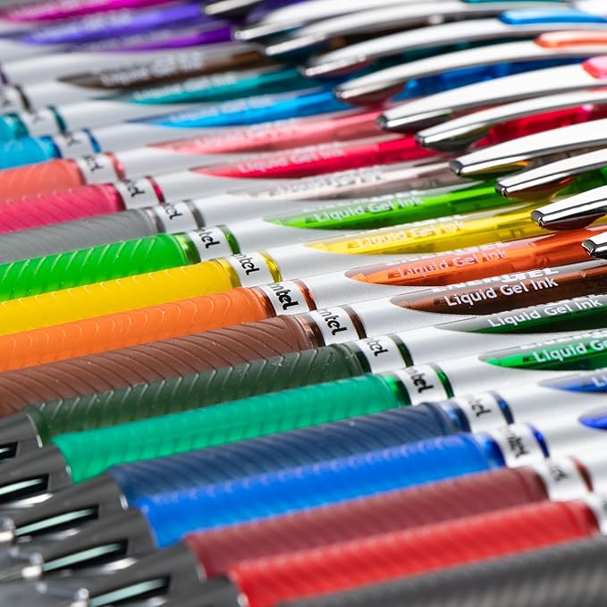 Pentel EnerGel RTX Retractable Liquid Gel Pen Metal Tip, 12 Pack, (0.7mm), Medium Line, Turquoise Blue, Box of 12 (BL77-S3)