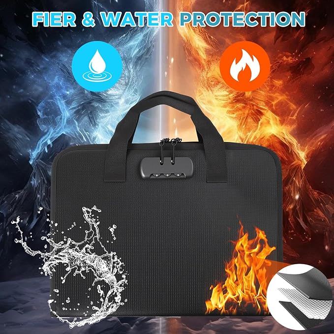 Accordion File Organizer with Combination Lock,Fireproof Expanding File Folder with Multi Pockets,13 Pockets Document Organizer with Handle & Labels,Portable Home Travel Safe Storage Letter A4 Files