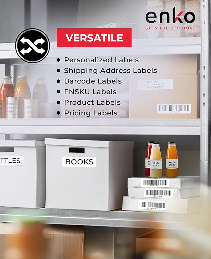 enKo Compatible for Dymo 30336 Labels (1 x 2-1/8 inches) - 12 Rolls, 6000 Labels for Dymo LabelWriter 450 Turbo Printer and 4XL - Direct Thermal Address, Shipping and Barcode Label