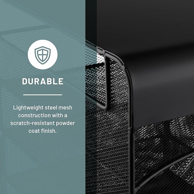 Safco Onyx Hanging Under Desk Organizer, 4 Trays, Office and Classroom Mailbox , Paper and Mail Sorter, Steel Mesh, Black