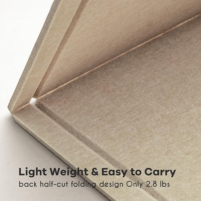 Large Bulletin Board - 48 x 36 Inches, Decorative Felt Pin Board for Wall - 4' x 3' Foldable Photo Display Board with Self-Adhesive Tape, Includes 20 Push Pins - Beige Brown