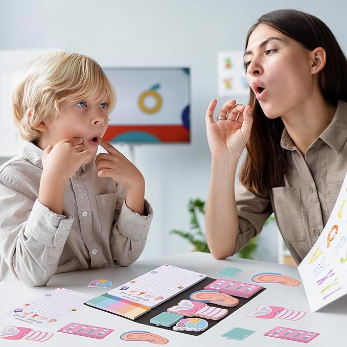 B1ykin Sticky Notes Set, Cartoon Theme Cute Self-Stick Notes Pad Speech Therapy SLP Appreciation Gifts, Self-Adhesive Writing Memo Pages Sticky Notepad for School Office (Speech Language Pathologist)