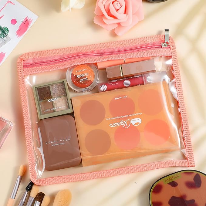 Outus 8 Pcs Clear Zipper Pouches Pencil Pouches PVC Makeup Pouch Envelopes Folder Storage Multi Purpose Document File Organization Bags, Office Supplies (Champagne Edging,9.8 x 8 Inches)