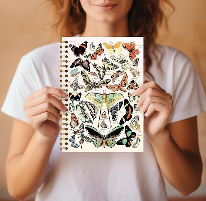 Boho Moth Notebook Journal - Moon Journal, Witch Journal, Witchy Notebook, Witchy Gifts for Women, Writing Notebooks, Witch Spiral Journal Notebook 5.5×8.3, 164 Pages