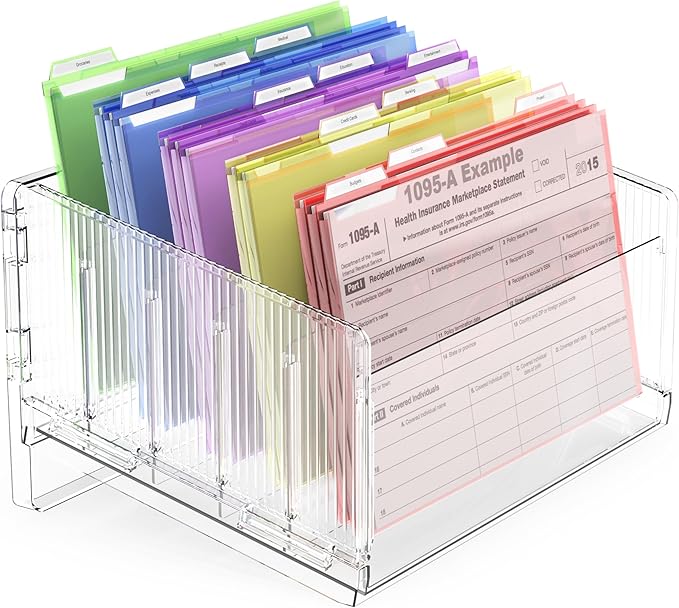 File Sorter Organizer, 5 Sections Acrylic Letter Tray for Desk, Mail Organizer Letter Holder for Envelopes, Mail, Electronics 2Pack 2PCS