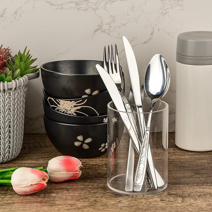 2 Pieces Clear Acrylic Pen Holder Round & Pencil Cup Clear Makeup Bush Holder Acrylic Desktop Stationery Organizer for Office, School, Home, Desk Accessories - 2 Pack, Round