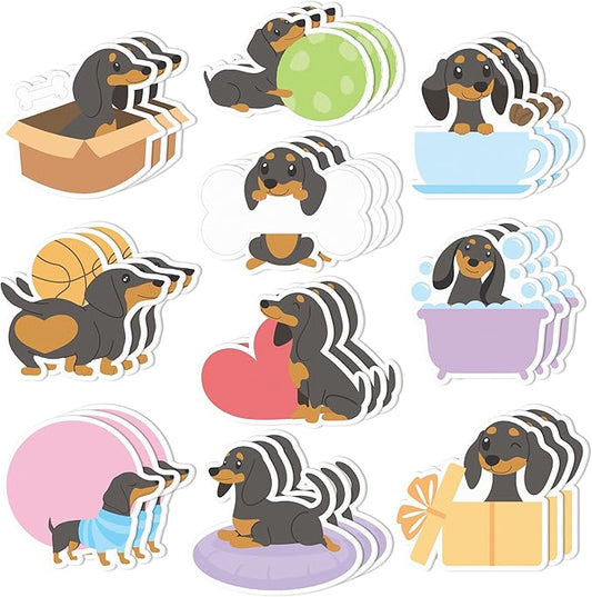 CJiangpo 30Pcs Dachshund Sticky Notes Cute Dog Sticky Note Pads, 600 Sheets Self Stick Notepad Memo Pads Funny Page Marker Classroom Rewards Back to School Animal Party Favors Filler Gift