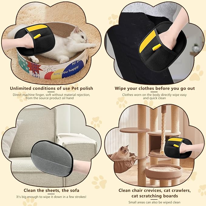 JJpopo Magic Brush Pet Hair, Pet Hair Remover Gloves for Cats & Dogs, Newly Upgraded Reusable Electrostatic Pet Hair Remover Glove, for Couch Furniture, Carpet, Curtain