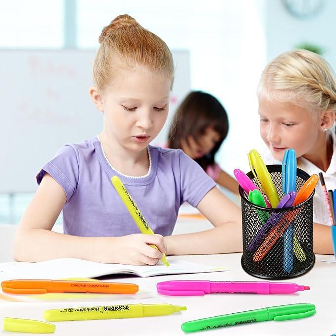 Highlighters Bulk 48 Pack–6 Assorted Colors Chisel Tip High lighter Marker Set for School,Office,Bible Study, Journaling–Smear-Free,Quick Dry Ink No Bleed Fluorescent Pens for Teachers Students