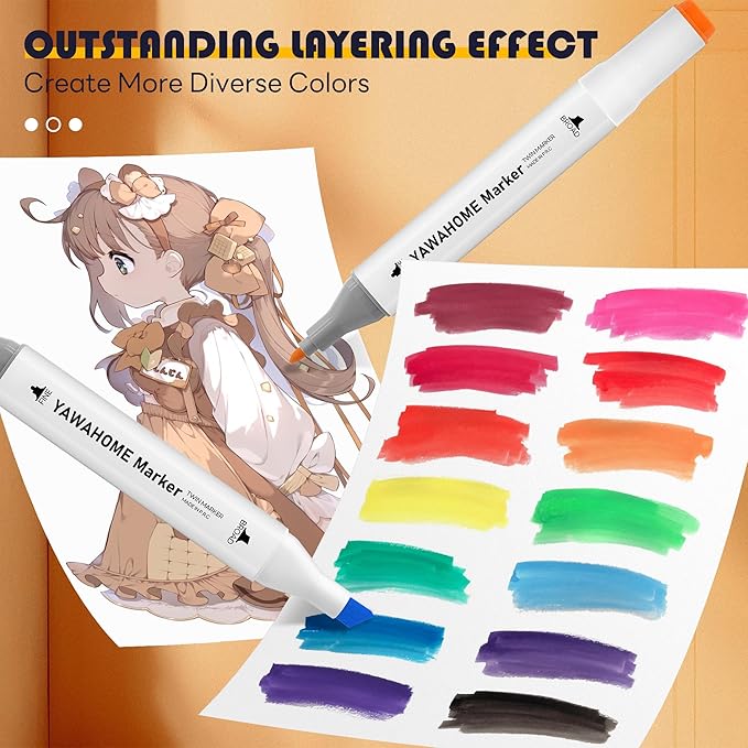 Alcohol Markers Set 120 Colors - Coloring Markers for Adult Coloring Books Professional Permanent Blending Marker Pens Artist Sets for Drawing Painting Sketching Illustration Kids Gifts