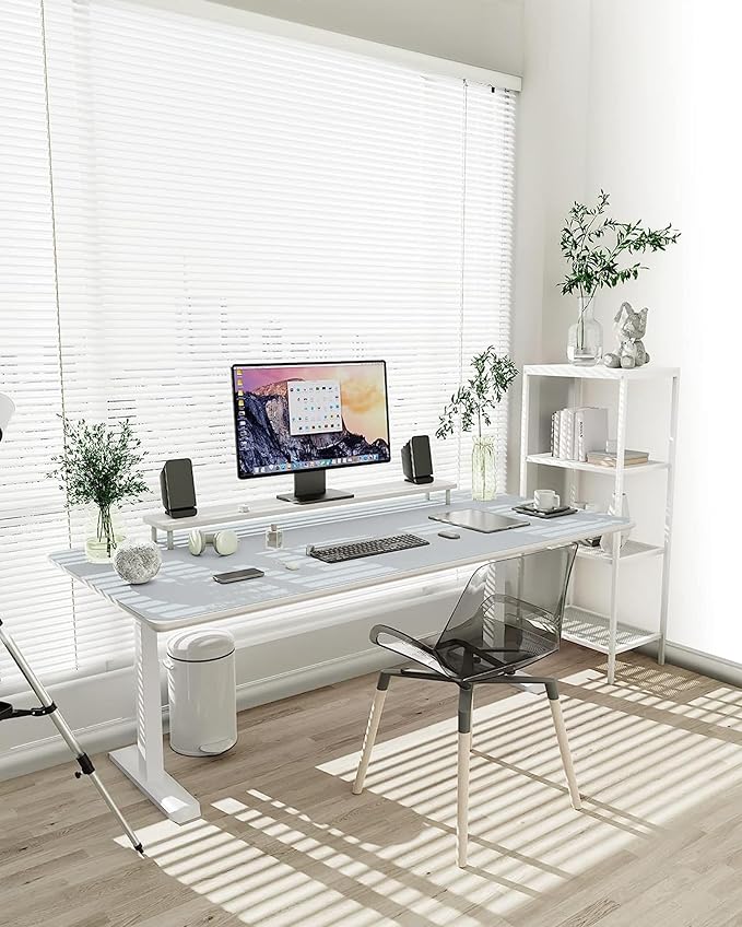 YSAGi Non-Slip Leather Desk Pad XL Size, Waterproof Laptop Computer Desk Keyboard Mat, Table Protector Blotter Mat, Large Mouse Pad for Office/Work/Home/Decor(Silver-Grey, 47.2" x 23.6")-No Band