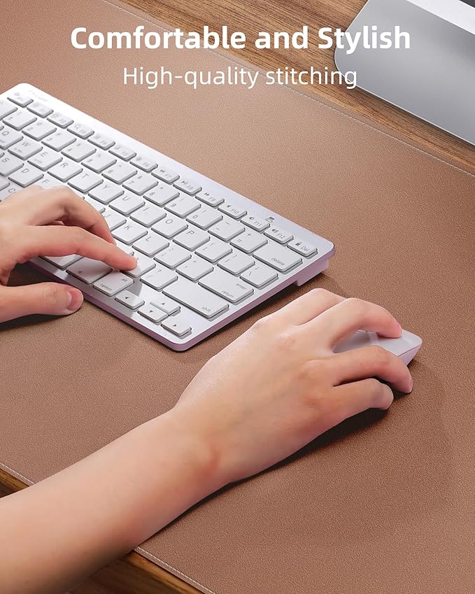 Large Desk Mat - 48" x 17"Leather Desk Pad Protector, Office Desk Mat, Non-Slip PU Leather Large Mouse Pad, Waterproof Desk Blotter Mat, Desk Cover for Office and Home (Champagne Gold)