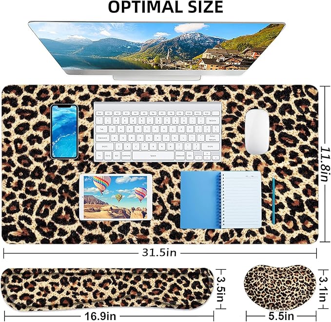 LATEEFAH Desk Mat, Mouse Pad with Wrist Rest, 4-in-1 Large Mouse Pads for Desk, Ergonomic Mouse Pad and Keyboard Wrist Rest Gaming Keyboard Mat for Office, Home