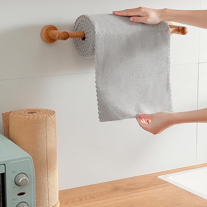 Tigona 80 Pack Microfiber Cleaning Cloth Roll,Lint Free Rags & Tear Away Reusable Towels Washable Scratch,Ultra Absorbent Dish Rags(12" x 12") for Car Kitchen Home Garage-Light Gray