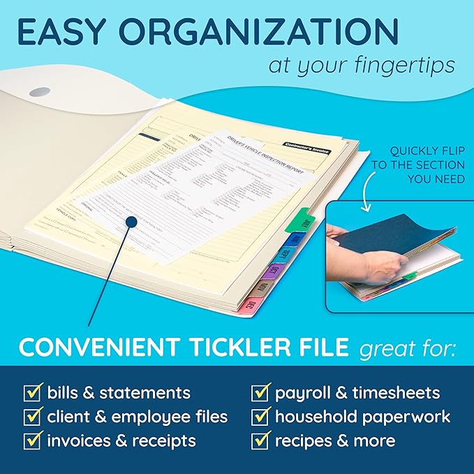 Blue Summit Expanding Monthly File Organizer, Letter Size 12 Month File Folder Organizer with Dividers, Paper Sorter for Desk and Documents