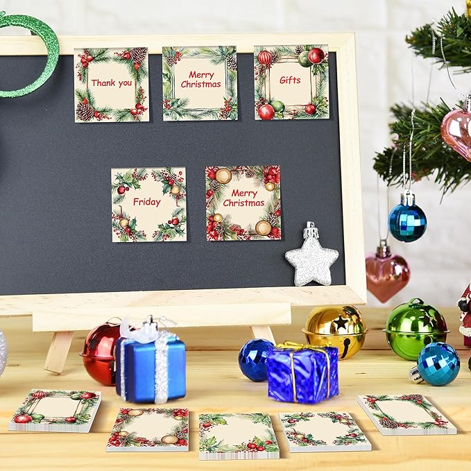 9 Pieces Vintage Christmas Sticky Note Vintage Design Christmas Self-Adhesive Note Pads Christmas Sticky Memo Notes for Xmas School Office Home Supplies Students Teachers Present 9 Styles