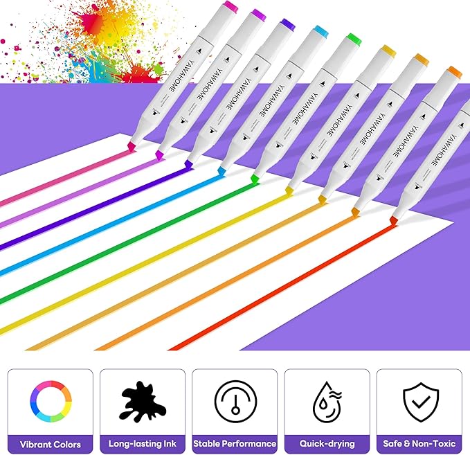 48 Colors Alcohol Markers Set: Dual Tip Art Marker for Adult Coloring Books Professional Permanent Blending Chisel&Fine Marker Pens Artist Sets for Drawing Painting Sketching Illustration Kids Gifts