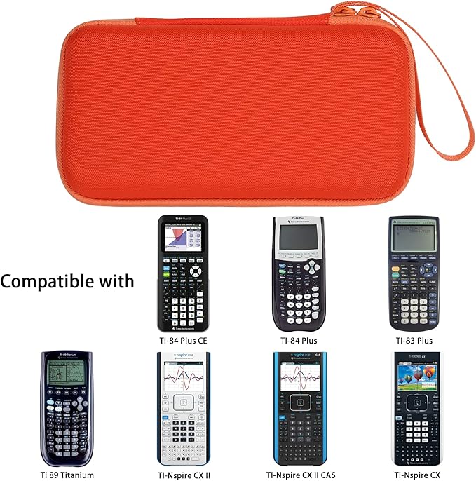 co2CREA Carrying Case for Texas Instruments TI-84 Plus CE Python Enhanced/TI-84/TI-Nspire CX II CAS/TI-Nspire CX II/TI-83 Plus/TI-89 Titanium/TI-85/TI-86 Color Graphing Calculator, Metallic Coral Case