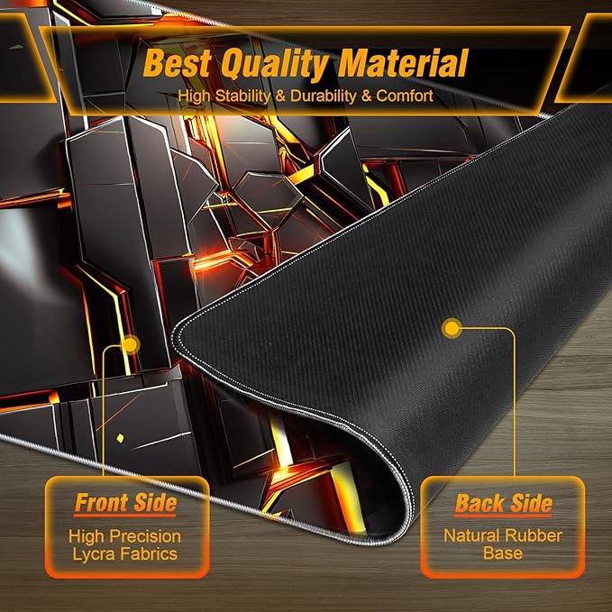 Cool Mechanical Style Gaming Mouse Pad, Premium Smooth Fabric & Non-Slip Base Extra Large Mouse Pad for Gamers, Comfortabale Handling Feeling & Best Control Gaming Mousepad(31.5×11.8in)