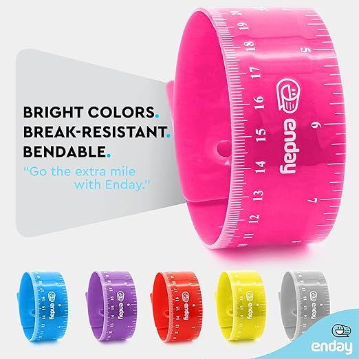 12 inches (30 cm) Shatterproof Flexible Rulers Designed in Black, Blue, Green, Pink, Purple, and Orange - Great for School, Home, & Office – (6 Pack)
