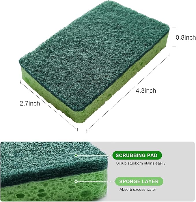 12 Pack Non-Scratch Dish Sponges and 12 Pack Wire Dishwashing Rags Set, Gentle Scrub Sponges and Reusable Non-Scratch Wire Dishcloth for Kitchen, Bathroom, and Household Cleaning