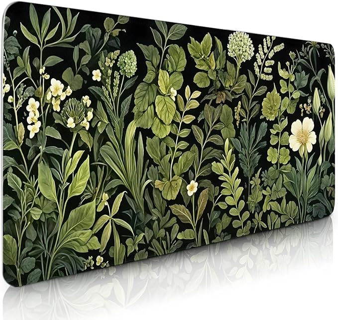 Gaming Mouse Pad Flower Botanical Extra Large, Oversized VintageFloral Plant Mousepad Non-Slip Base Stitched Edges, Birthday Gifts for Women Men, Long Desk Mat for Keyboard and Mouse 15.7”x 34.7”XXL