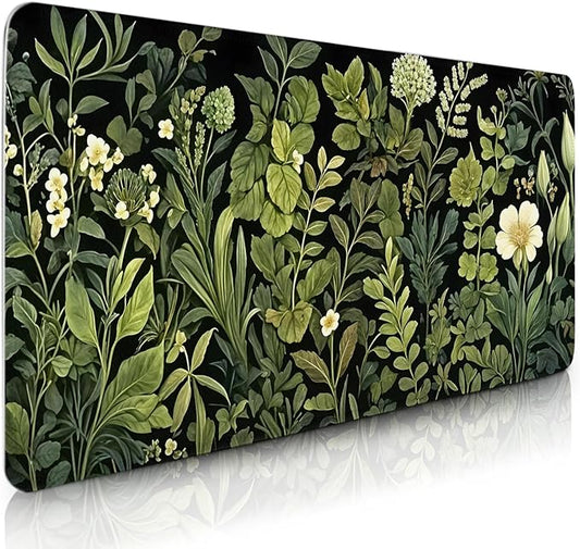 Gaming Mouse Pad Flower Botanical Extra Large, Oversized VintageFloral Plant Mousepad Non-Slip Base Stitched Edges, Birthday Gifts for Women Men, Long Desk Mat for Keyboard and Mouse 15.7”x 34.7”XXL