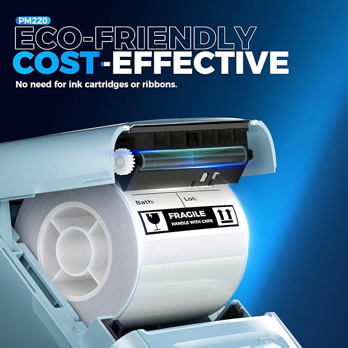 Nelko PM220 Bluetooth Label Maker Machine with Tape, 2 Inch Portable Thermal Printer for Small Business, Address, Logo, Clothing, Sticker Printer for Phones & PC, Cyan