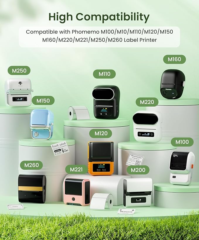 Phomemo M110 Labels, Label Maker Waterproof Labels, 1.57"x1.18" (40x30mm) Multi-Purpose Square Self-Adhesive Compatible for Phomemo M110/M100/M250/M221 Label Printer, 230 Pcs/Roll, Black on White