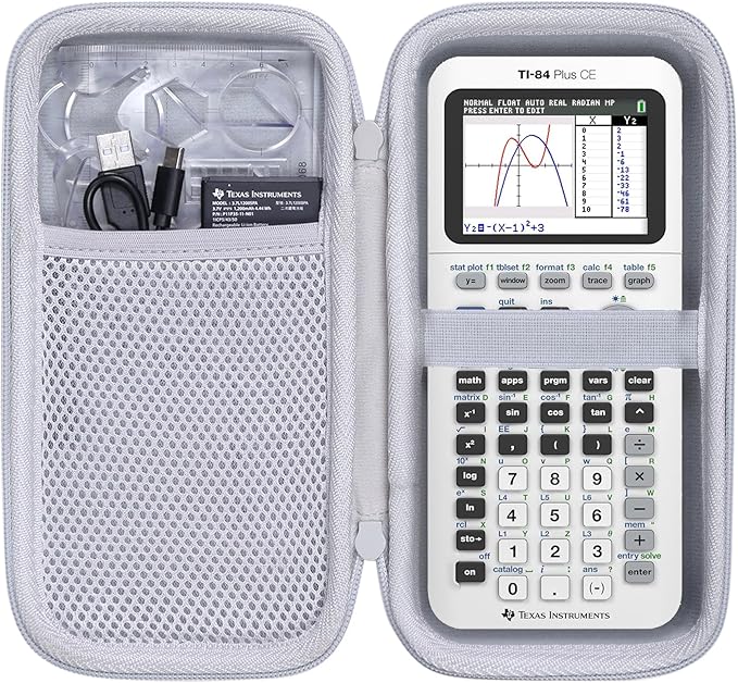 co2CREA Carrying Case for Texas Instruments TI-84 Plus CE Python Enhanced/TI-84/TI-Nspire CX II CAS/TI-Nspire CX II/TI-83 Plus/TI-89 Titanium/TI-85/TI-86 Color Graphing Calculator, White Case