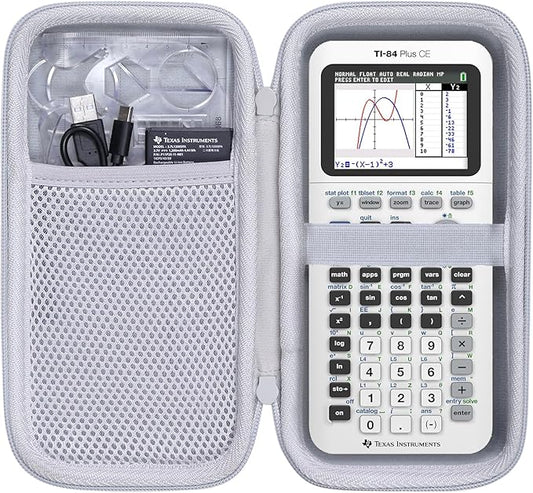 co2CREA Carrying Case for Texas Instruments TI-84 Plus CE Python Enhanced/TI-84/TI-Nspire CX II CAS/TI-Nspire CX II/TI-83 Plus/TI-89 Titanium/TI-85/TI-86 Color Graphing Calculator, White Case