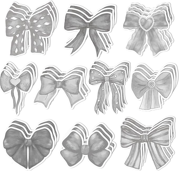 CJiangpo 30Pcs Coquette Sticky Notes Cute Black Bow Sticky Note Pads, 600 Sheets Self Stick Cartoon Notepad Memo Pads Funny Page Marker Classroom Rewards Bow Themed Party Favors Filler Gifts