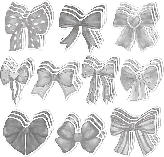 CJiangpo 30Pcs Coquette Sticky Notes Cute Black Bow Sticky Note Pads, 600 Sheets Self Stick Cartoon Notepad Memo Pads Funny Page Marker Classroom Rewards Bow Themed Party Favors Filler Gifts