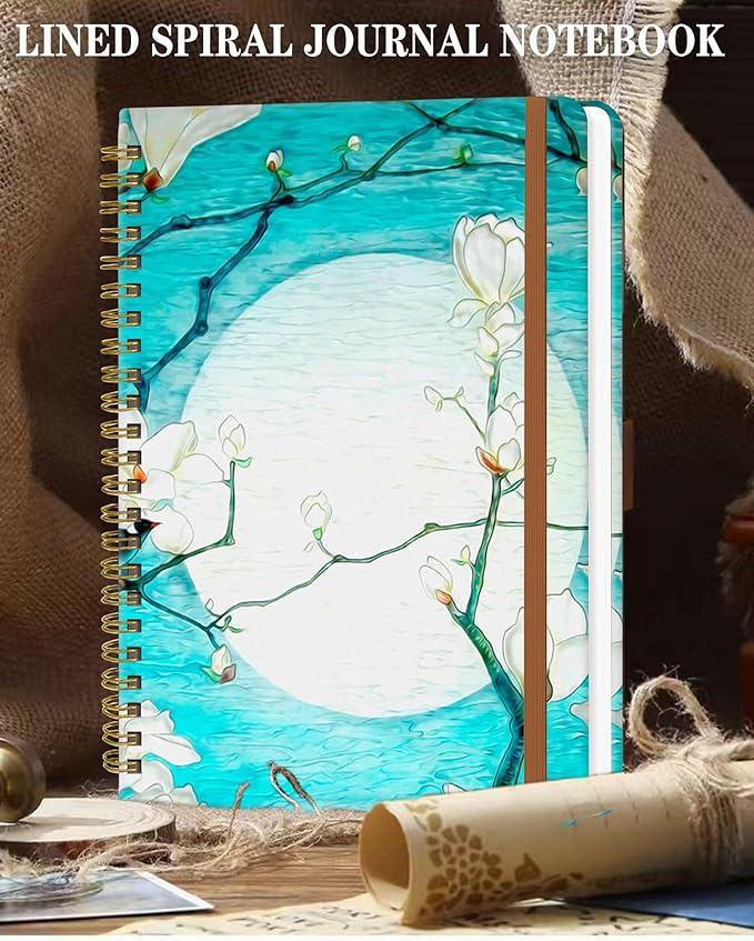 Spiral Journal Notebook for Women, Hardcover A5 College Ruled Notebook, 120 Pages, Thick Paper, Cute Lined Journal for School, Office & Work, 6 x 8.4 in(Cherry Blossom)