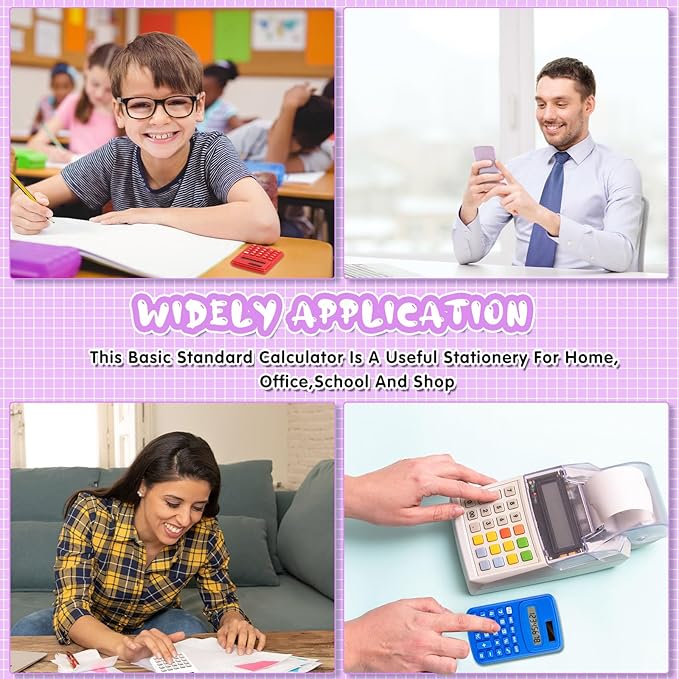 LEIFIDE 24 Pack Pocket Calculator Small Bulk Basic 4 Function Calculator 8 Digit Display Battery Powered for Desktop Home Office School Student Kids(Multicolor)