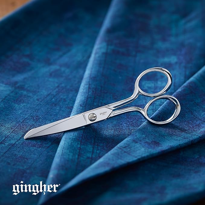 Gingher 5" Fabric Scissors, Premium Forged Steel Fabric Shears, Sharp Knife Edge Sewing Scissors for Cutting Cloth with Protective Sheath, Ambidextrous Design