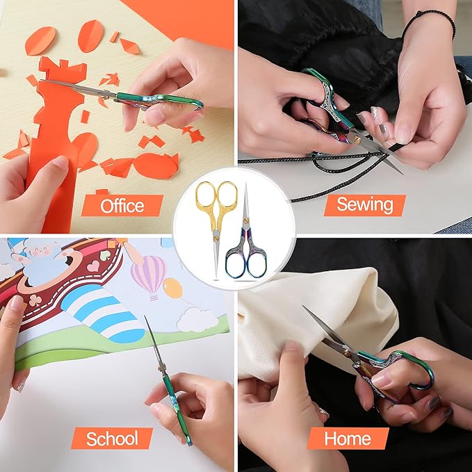 Small Gold Scissors-5 Inch Vintage Precision Scissors-Ultra Sharp Blade Shears,scotch scissors for Office Home School Sewing Fabric Craft Hair trimming,Facial,Beard,Eyebrow