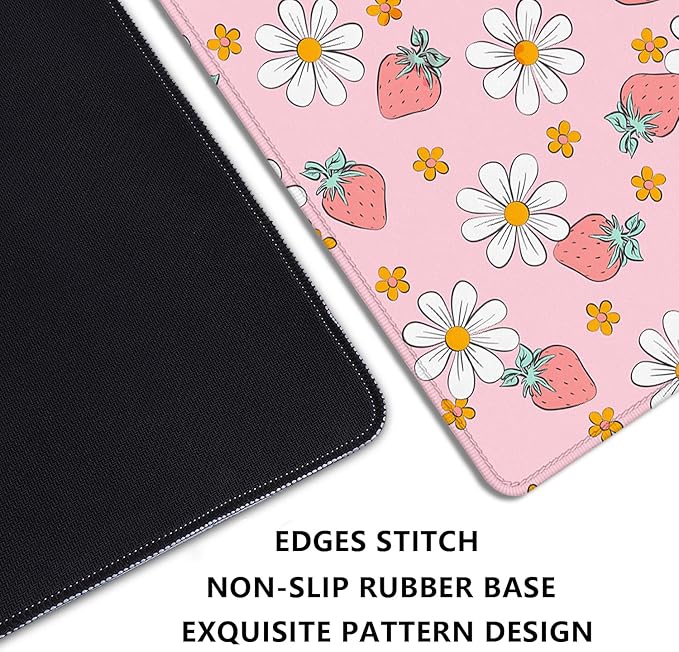 Strawberry Pink Mouse Pad - Large, 27.5X11.8 in, Gaming Mouse Pad and Desk Mat for Computer, Office, Home Work