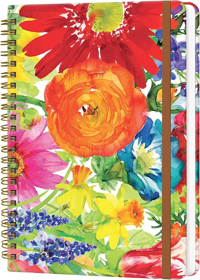 Spiral Journal Notebook for Women, Hardcover A5 College Ruled Notebook, 120 Pages, Thick Paper, Cute Lined Journal for School, Office & Work, 6 x 8.4 in(Colorful Wildflower Flower)