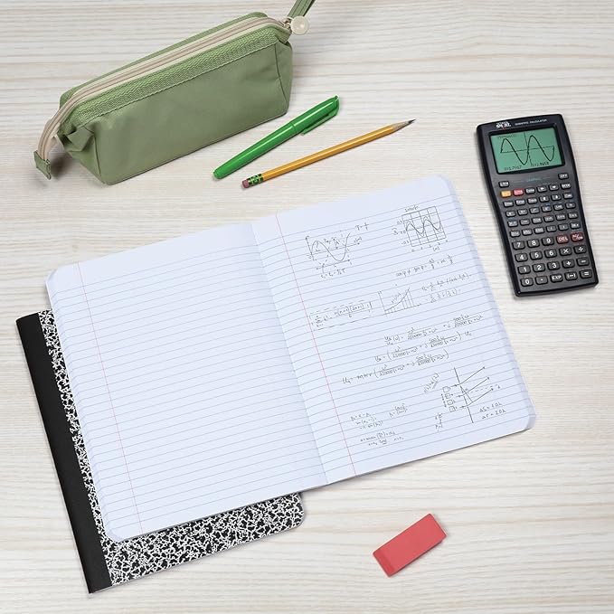 Oxford Composition Notebooks, 9-3/4 x 7-1/2 Inch School Journals, College Ruled Paper, Black Marble Covers, 100 Sheets per Book, 2 Pack (1002515)