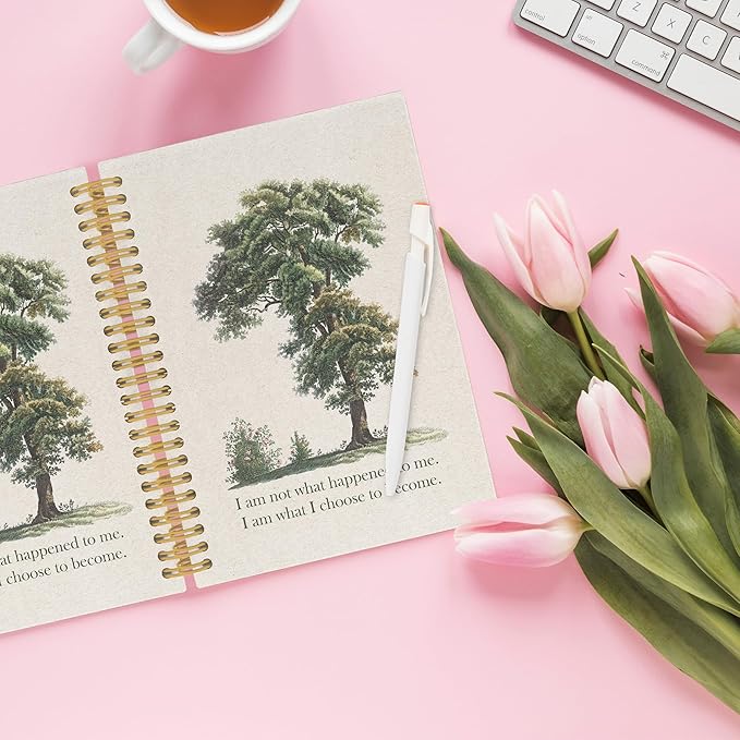 Mental Health Spiral Notebook, Therapy Journaling Notebooks for Note Taking, Vintage Tree Nature Hardcover Journals for Women 160 Pages 5.5x8.3 Inch, Inspirational Gifts for Women
