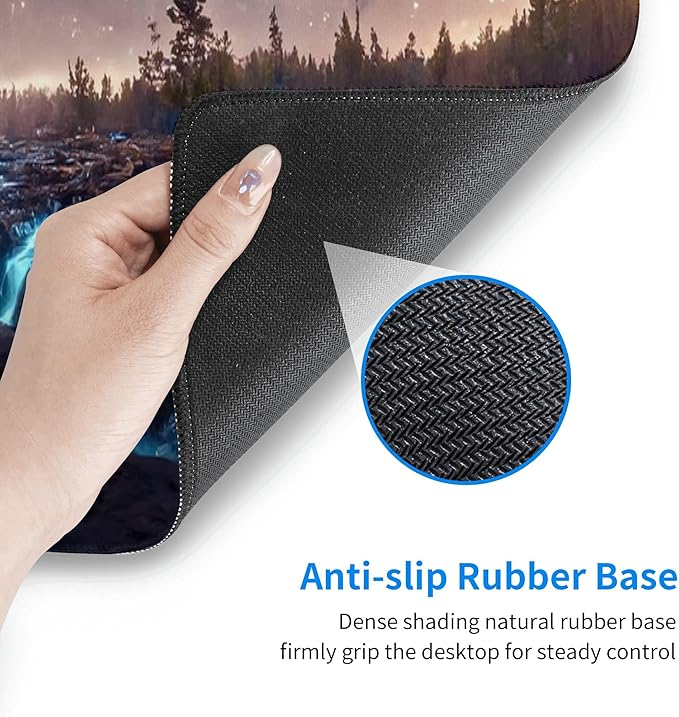 Milky Way with Forests and Waterfalls Extended Big Mouse Pad Large,XL Gaming Mouse Pad Desk Pad,31.5x11.8inch Long Computer Keyboard Mouse Mat Mousepad with 3mm Non-Slip Base for Home Office Work
